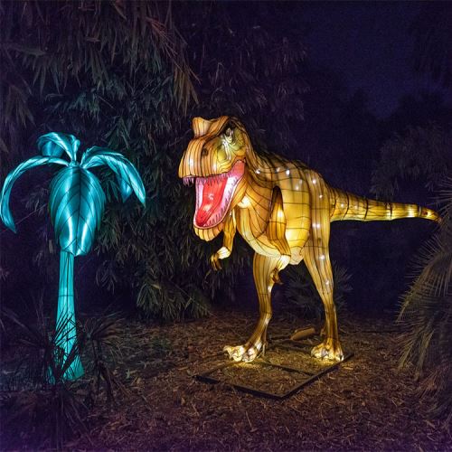 Show de linterna de dinosaurio al aire libre personalizado de año nuevo